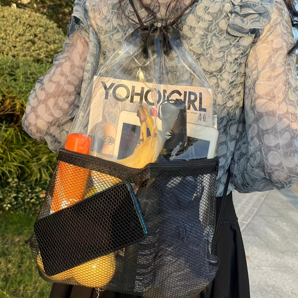 Wasserdichter Rucksack mit Kordelzug – Transparente PVC-Sporttasche für Reisen und Sport