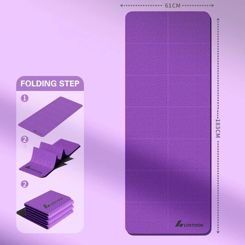 Tapis de yoga pliable et écologique - Tapis de fitness de voyage en TPE | Double face antidérapante pour le Pilates et les exercices au sol