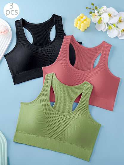 Lot de 3 soutiens-gorge de sport pour femmes - Débardeurs de yoga et de fitness respirants