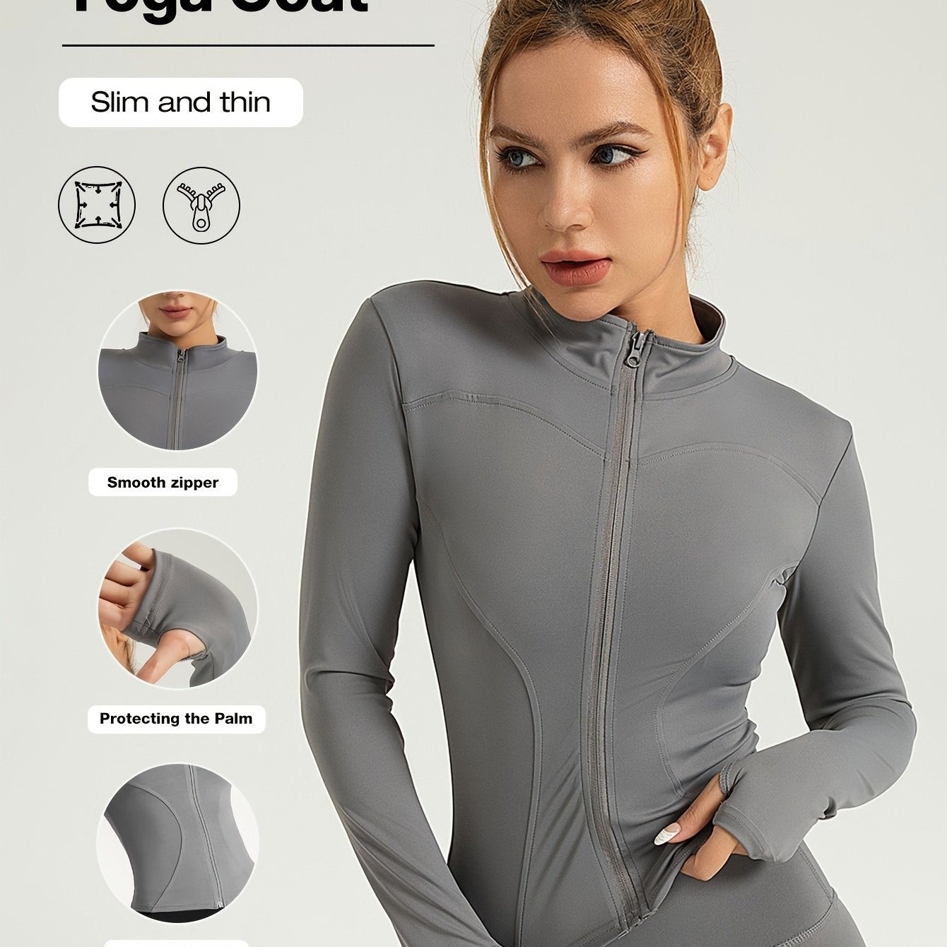Veste de yoga performante pour femme - Vêtements de sport à fermeture éclair intégrale