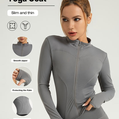 Veste de yoga performante pour femme - Vêtements de sport à fermeture éclair intégrale