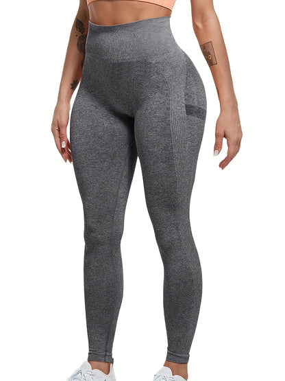Leggings taille haute sans coutures pour femmes - Pantalon de yoga et de sport gainant pour le ventre