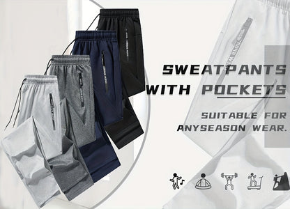 Pantalon de jogging de sport pour homme - Lot de 2 pantalons de survêtement avec poches zippées