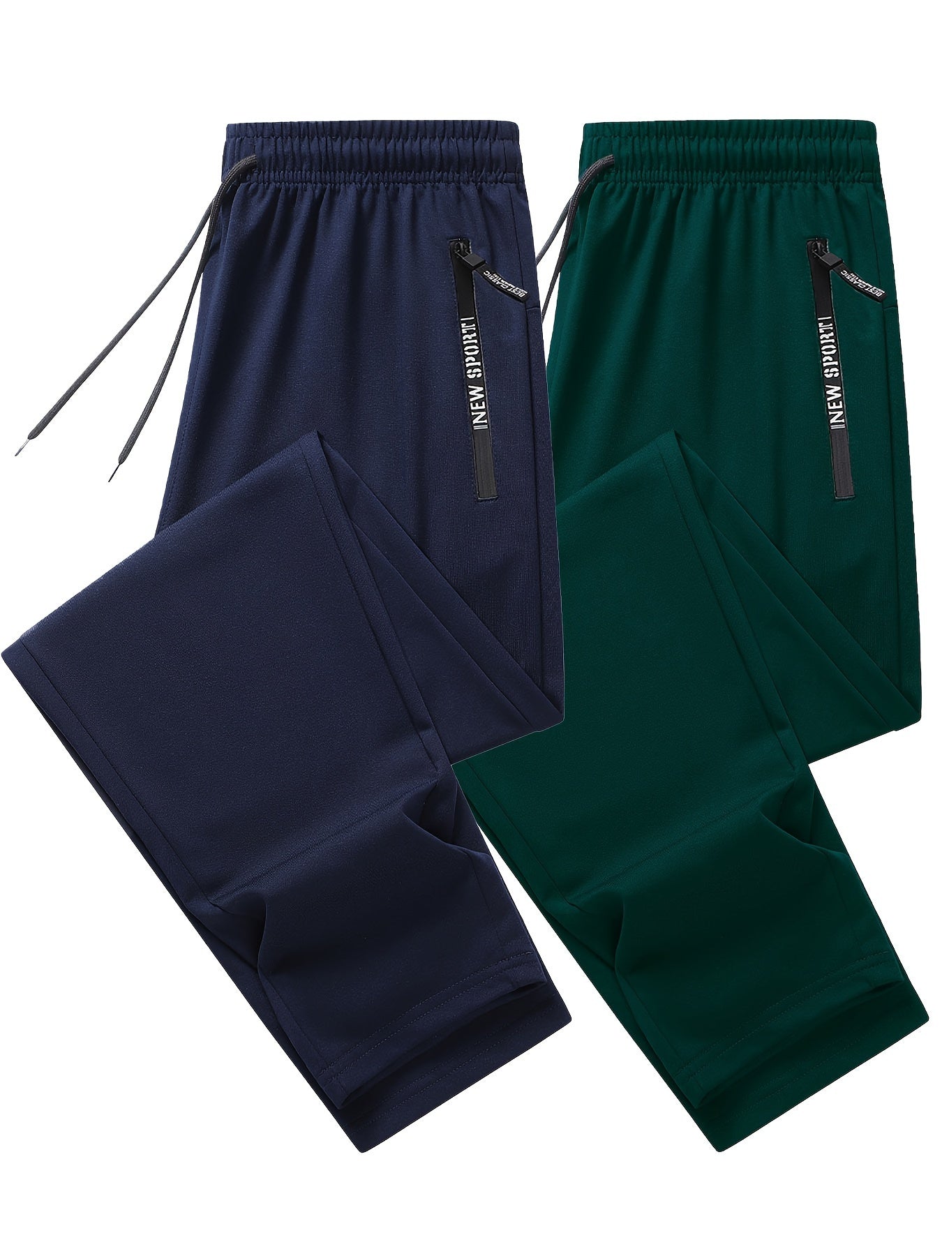 Pantalon de jogging de sport pour homme - Lot de 2 pantalons de survêtement avec poches zippées