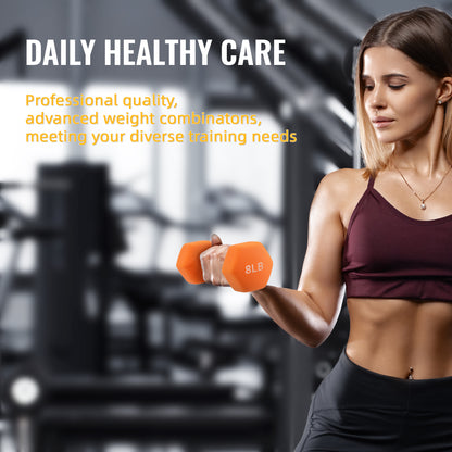 Professional Dumbbell Set with Storage Rack - Neoprene Hex Weights for Home Gym