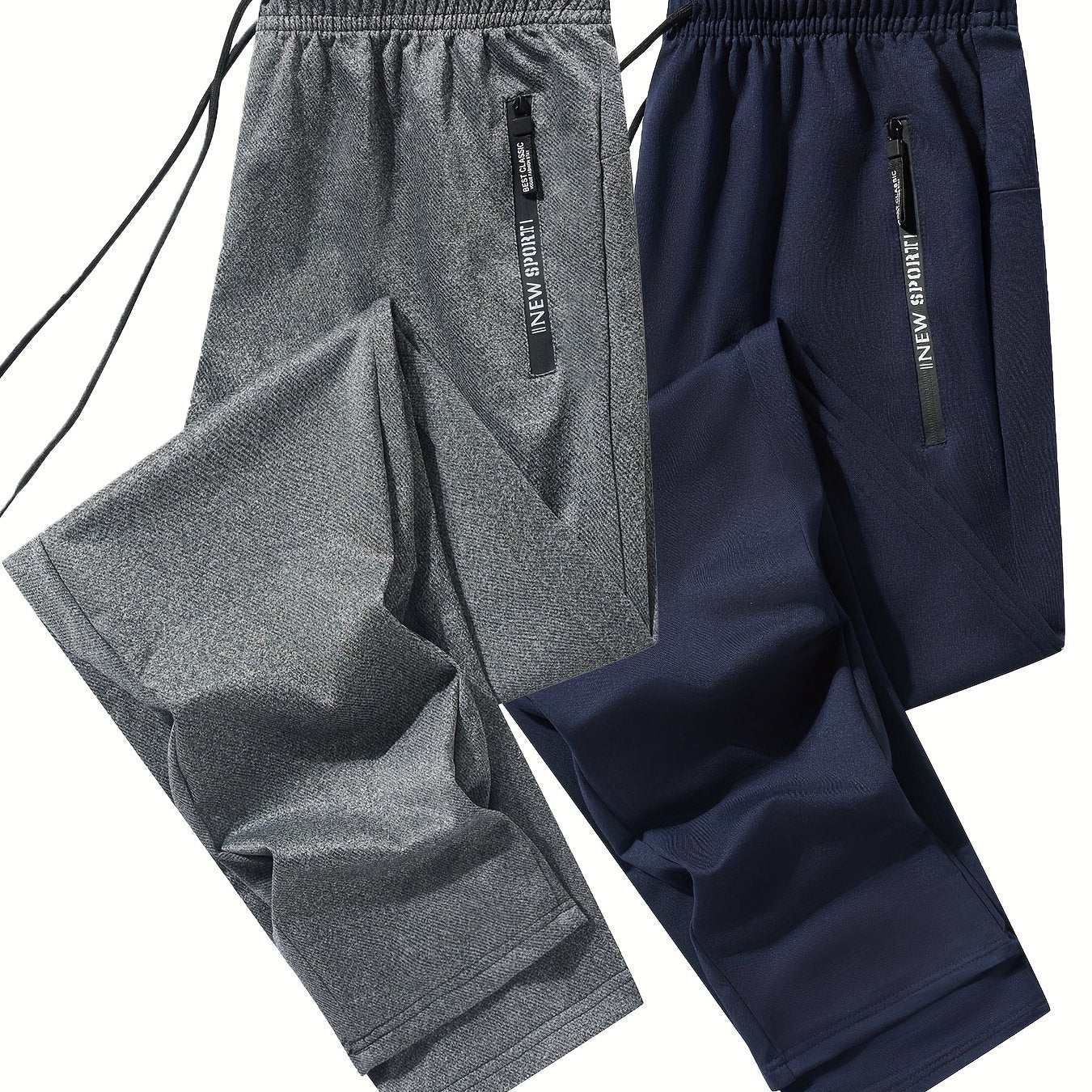 Pantalon de jogging de sport pour homme - Lot de 2 pantalons de survêtement avec poches zippées