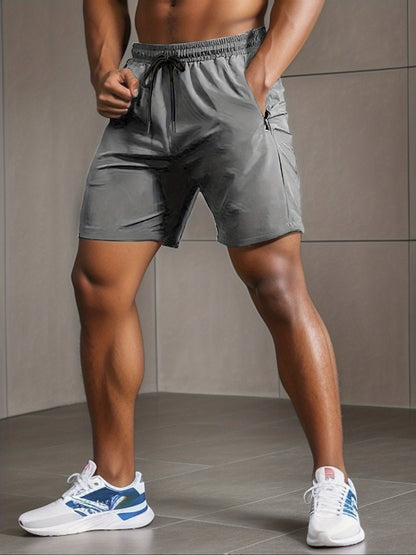 Short de sport performant pour homme - Short de gym stretch à séchage rapide avec poches zippées