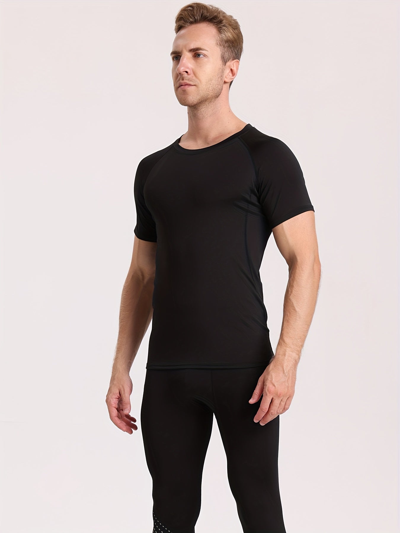 Men's High-Elasticity Athletic Muscle Tee - Slim Fit Workout Shirt