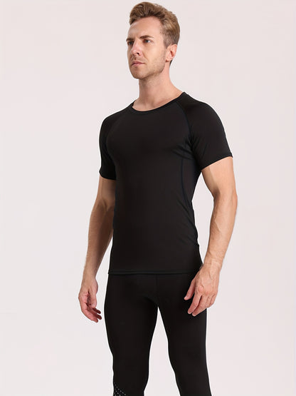 Men's High-Elasticity Athletic Muscle Tee - Slim Fit Workout Shirt