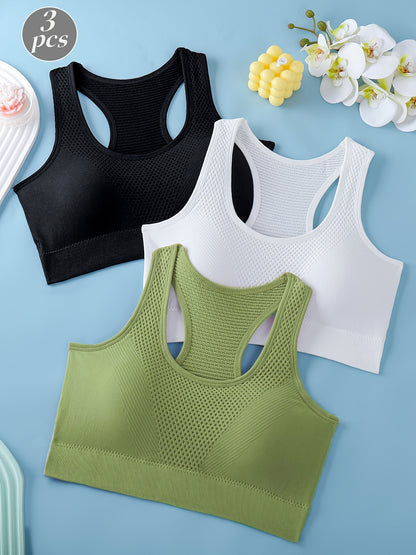 Lot de 3 soutiens-gorge de sport pour femmes - Débardeurs de yoga et de fitness respirants