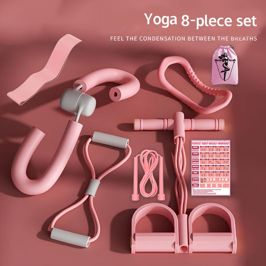 Ensemble de yoga et de fitness 8 pièces - Kit complet d'entraînement à domicile avec bandes de résistance