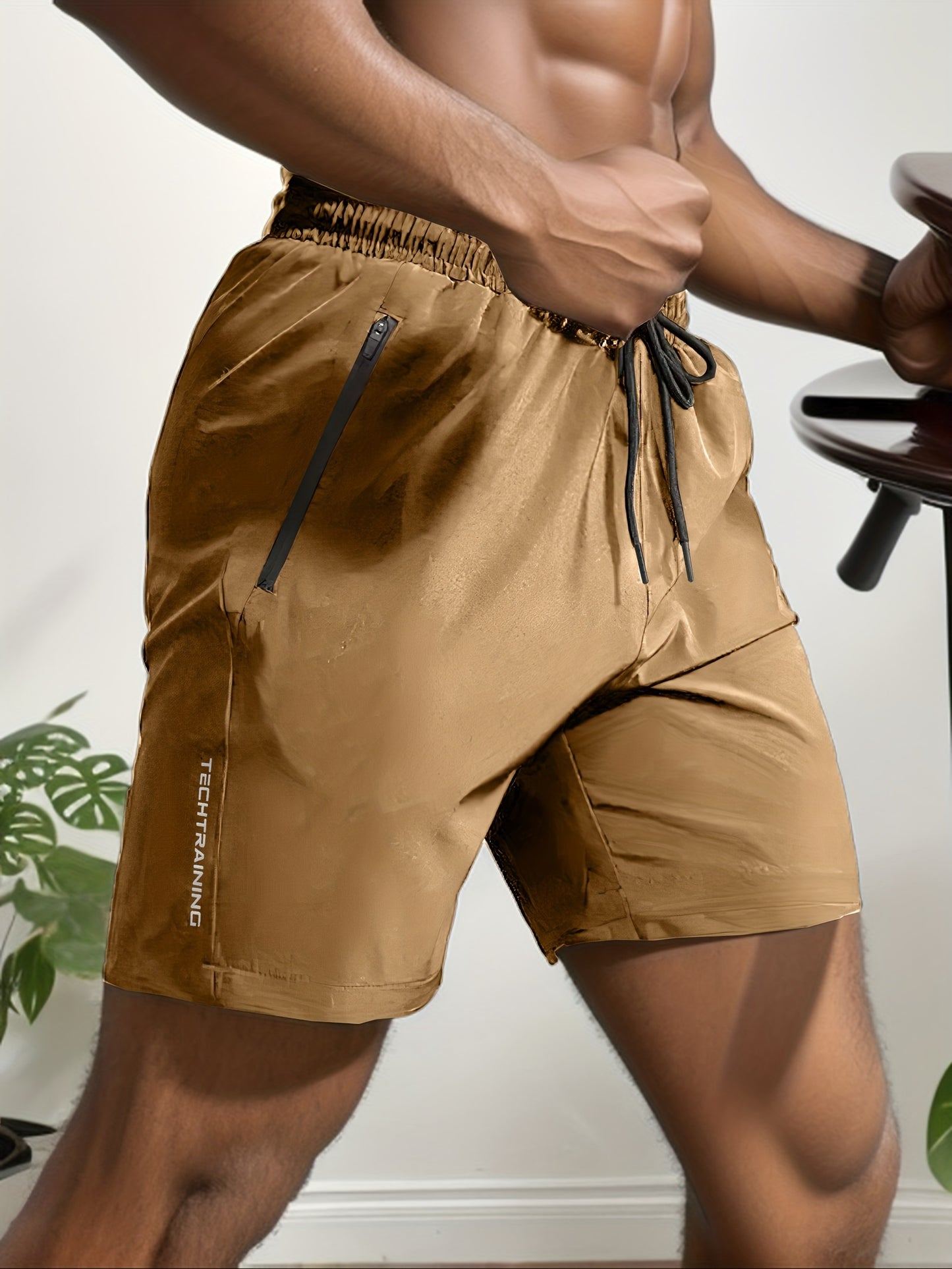 Short de sport performant pour homme - Short de gym stretch à séchage rapide avec poches zippées