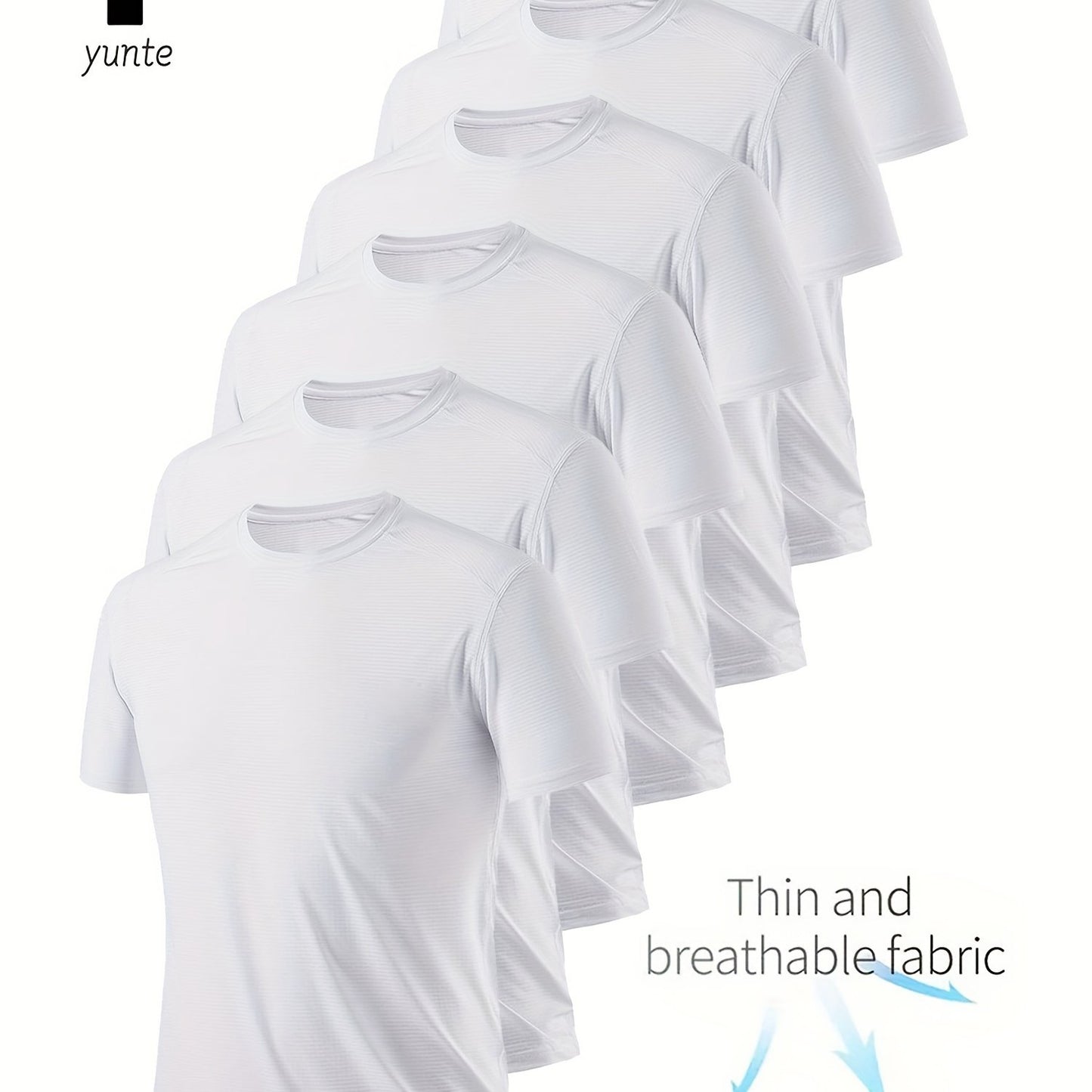 Men's 6-pack Set Of Solid Color Crew Neck And Short Sleeve T-shirt, Quick Dry And Breathable Tees For Men, Lightweight And Comfy Tops For Summer Fitness Training And Gym Wear