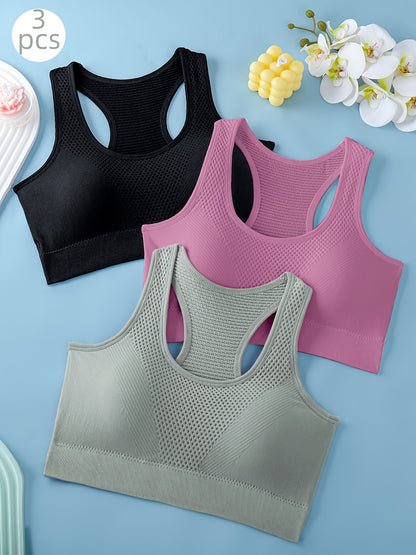 Lot de 3 soutiens-gorge de sport pour femmes - Débardeurs de yoga et de fitness respirants