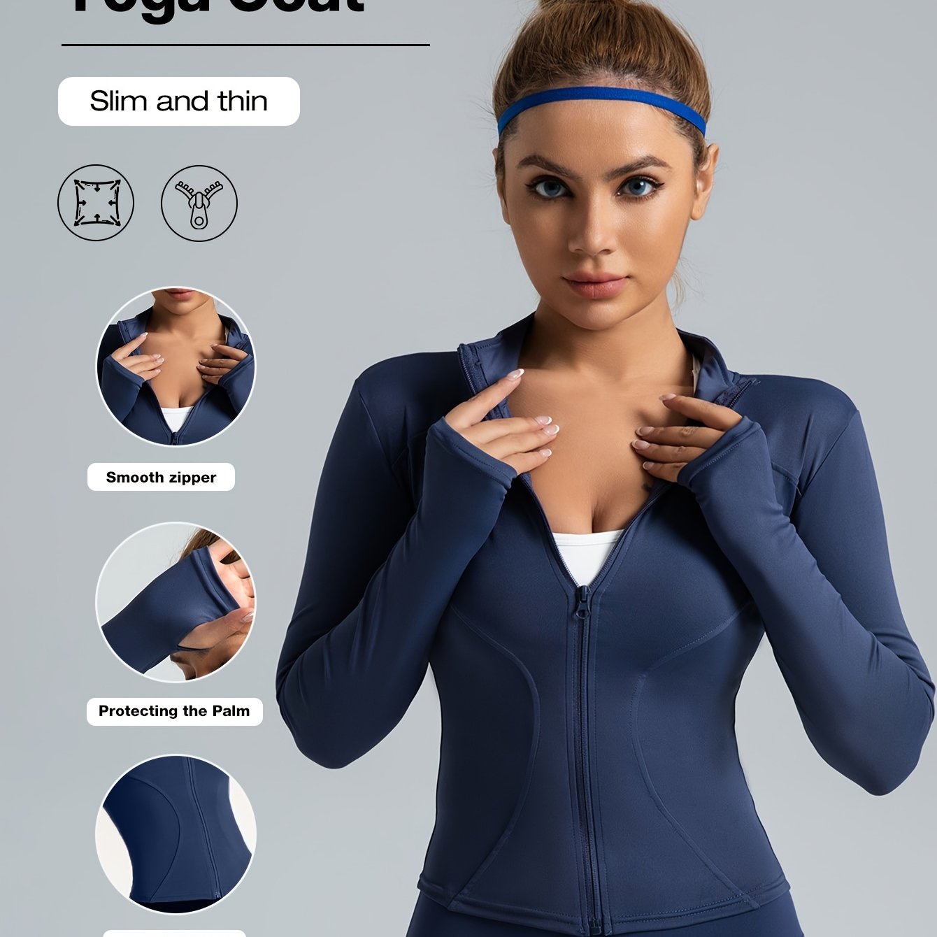 Veste de yoga performante pour femme - Vêtements de sport à fermeture éclair intégrale