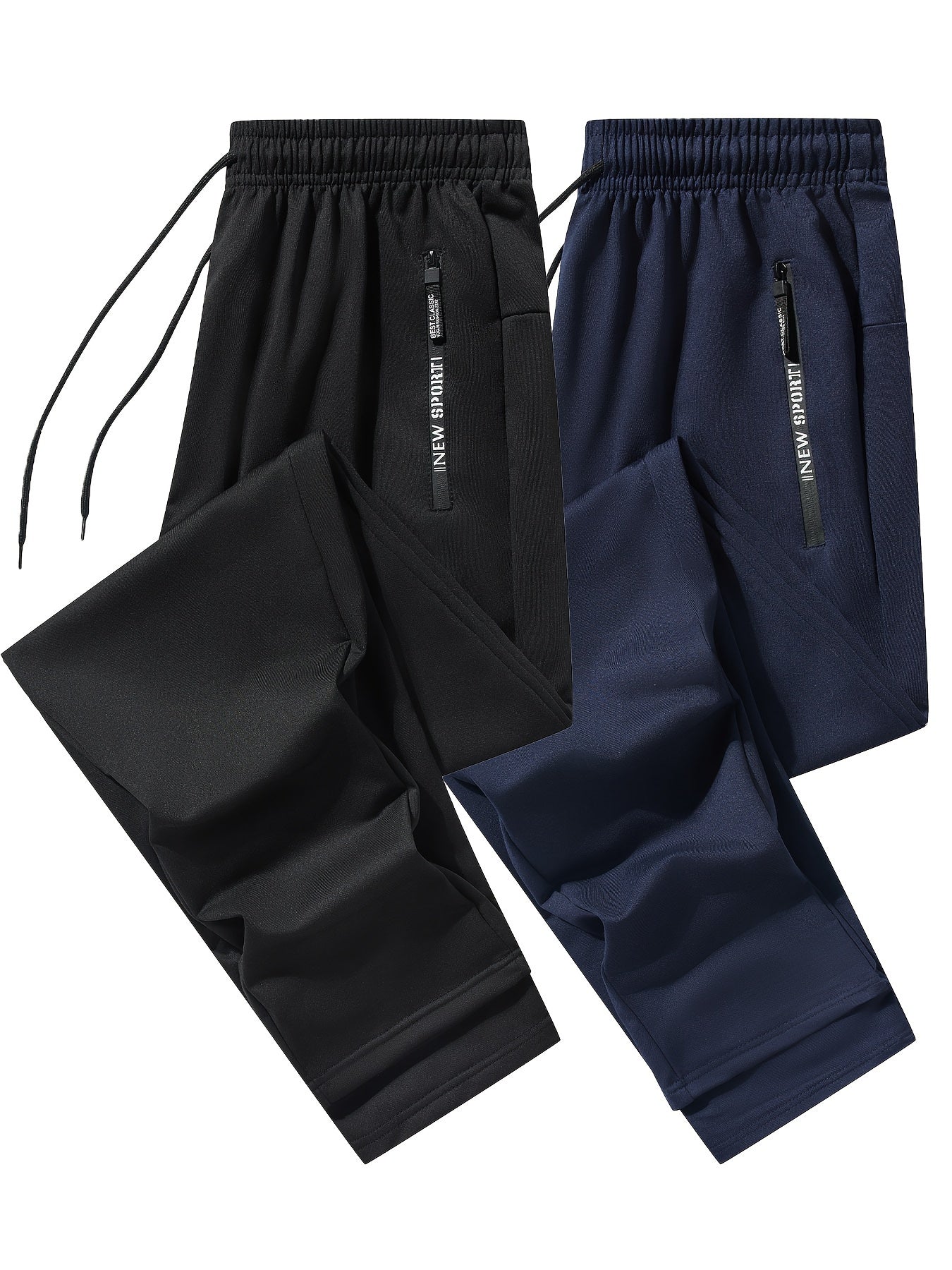 Pantalon de jogging de sport pour homme - Lot de 2 pantalons de survêtement avec poches zippées