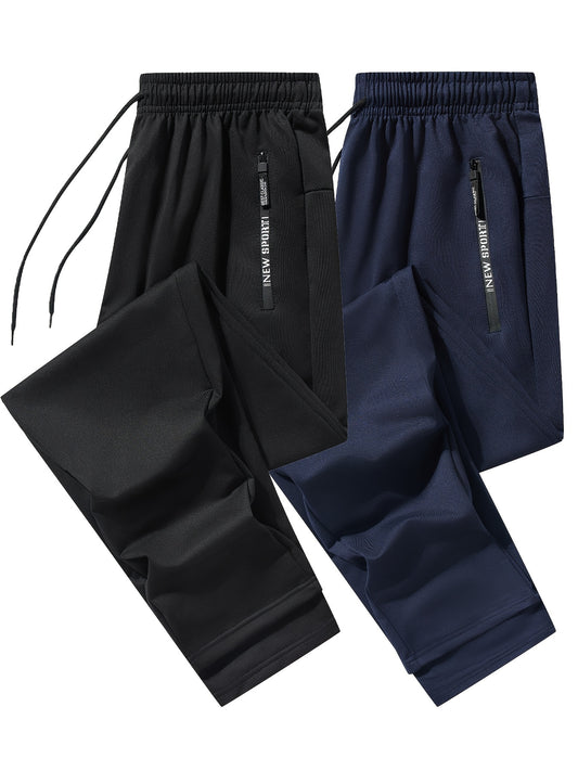Pantalon de jogging de sport pour homme - Lot de 2 pantalons de survêtement avec poches zippées