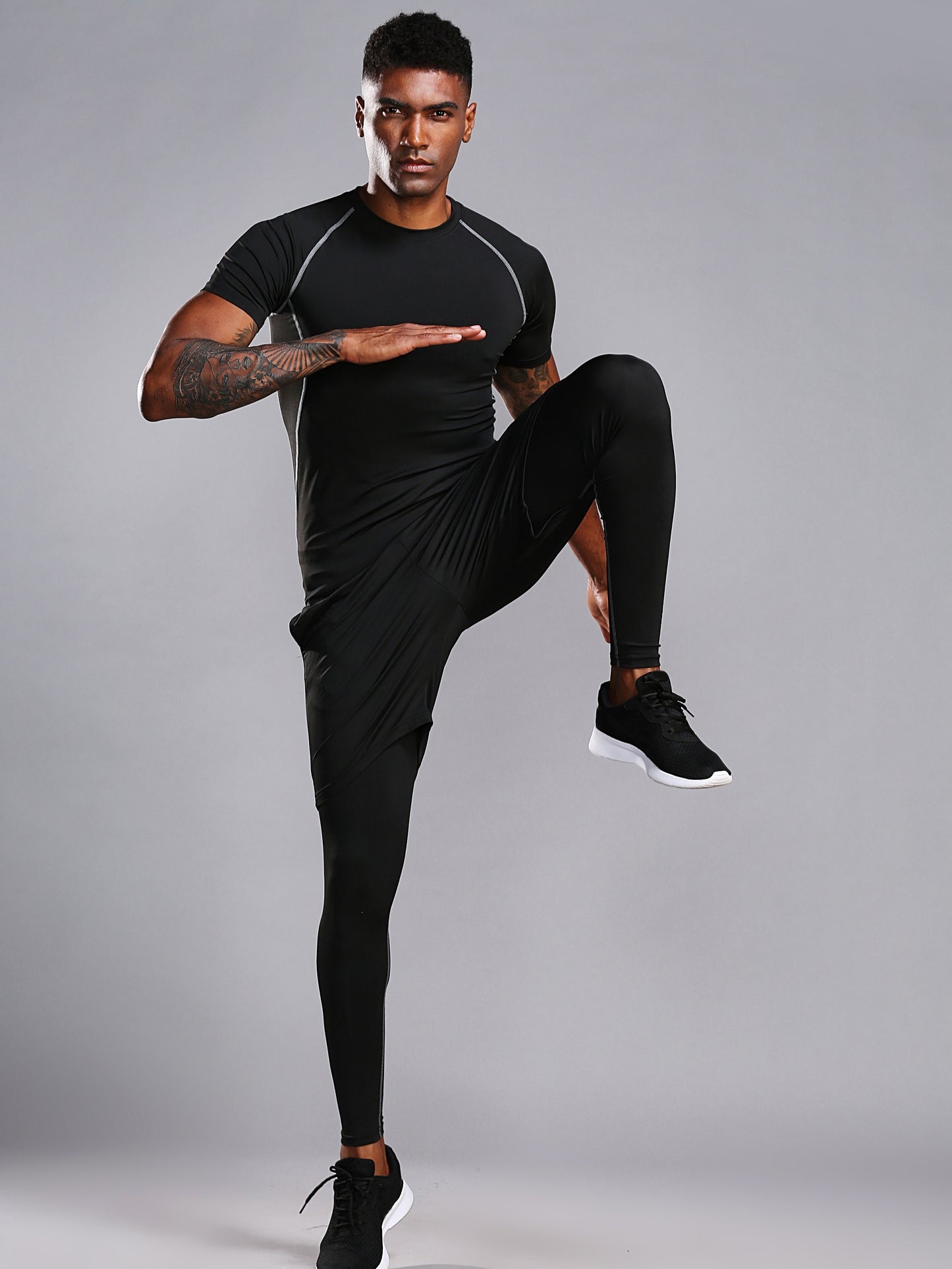 Men's High-Elasticity Athletic Muscle Tee - Slim Fit Workout Shirt