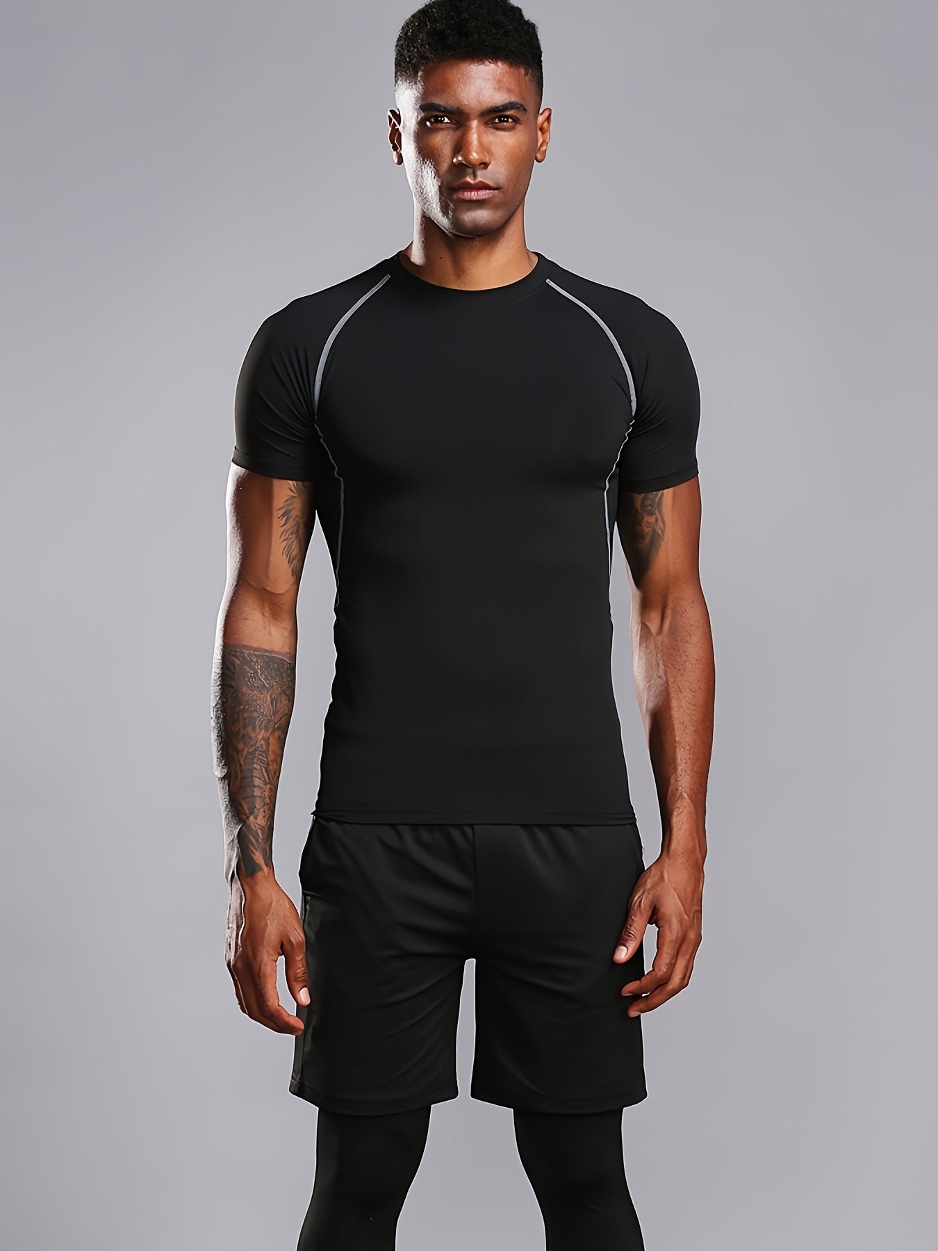 Men's High-Elasticity Athletic Muscle Tee - Slim Fit Workout Shirt