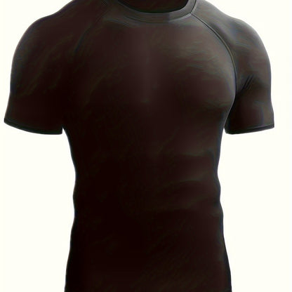 Men's High-Elasticity Athletic Muscle Tee - Slim Fit Workout Shirt