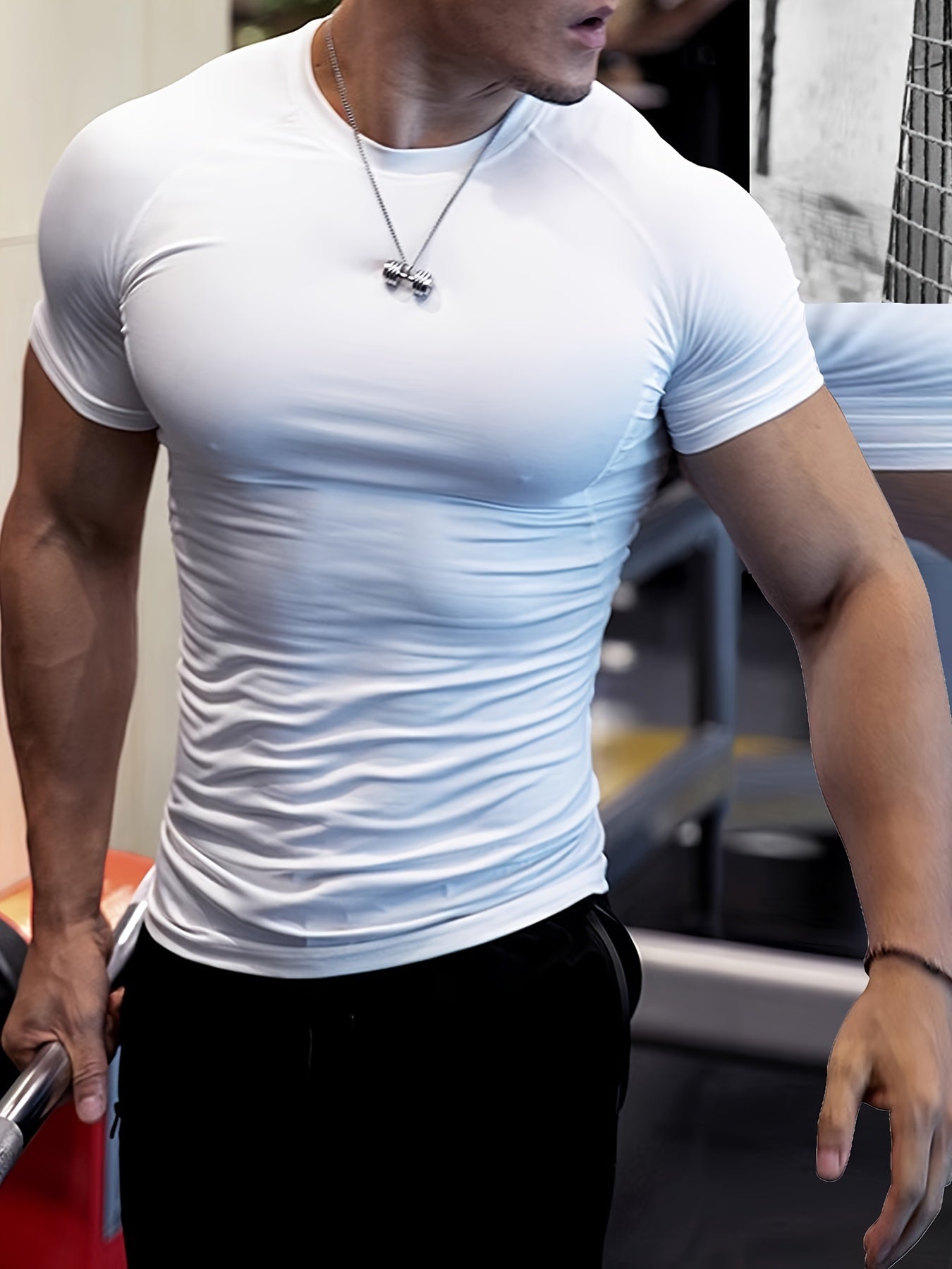 Men's High-Elasticity Athletic Muscle Tee - Slim Fit Workout Shirt