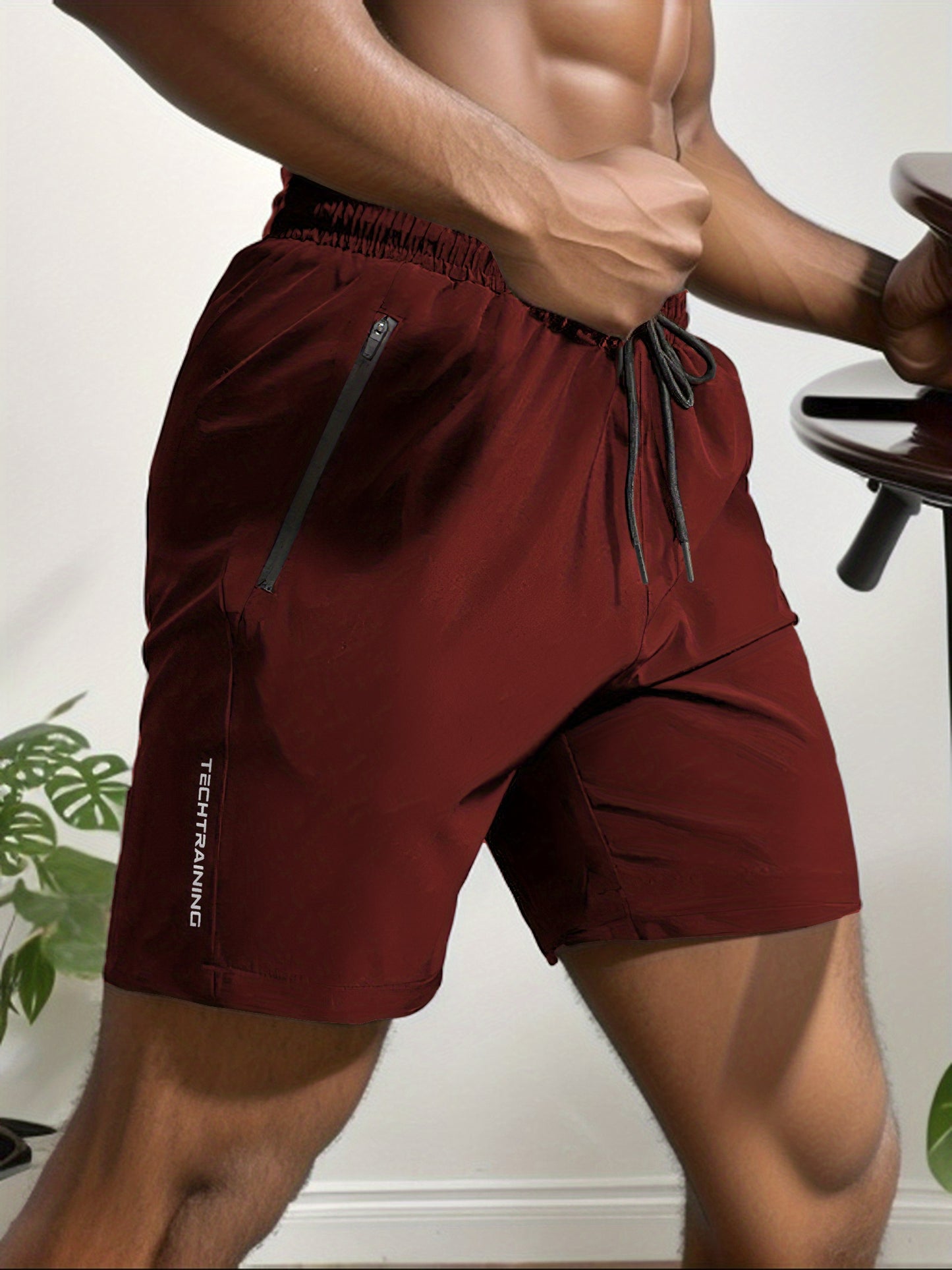 Short de sport performant pour homme - Short de gym stretch à séchage rapide avec poches zippées