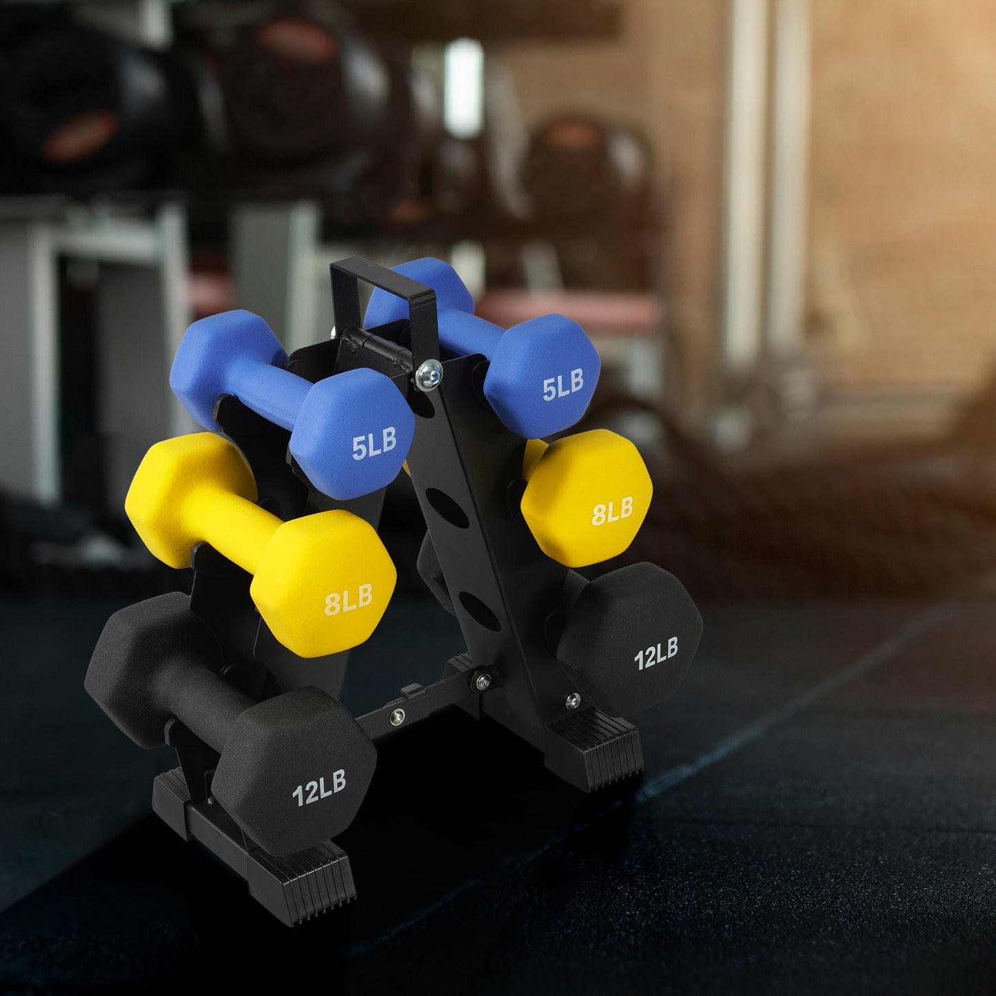 Professional Dumbbell Set with Storage Rack - Neoprene Hex Weights for Home Gym