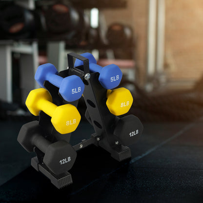 Professional Dumbbell Set with Storage Rack - Neoprene Hex Weights for Home Gym