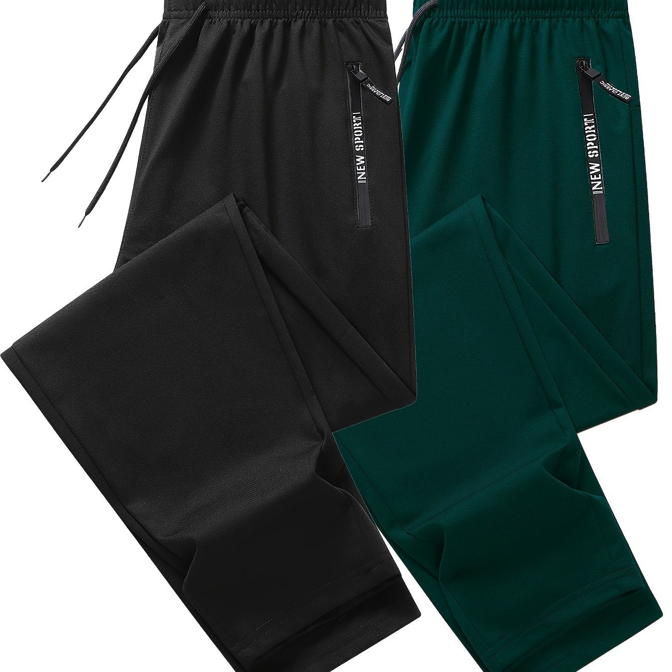 Pantalon de jogging de sport pour homme - Lot de 2 pantalons de survêtement avec poches zippées