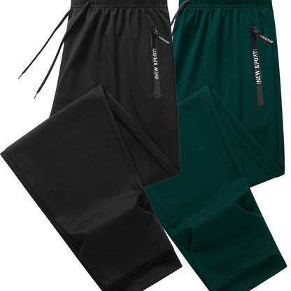 Pantalon de jogging de sport pour homme - Lot de 2 pantalons de survêtement avec poches zippées