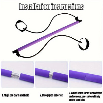 Pilates-Stange mit Widerstandsbändern – Tragbares Heimfitnessgerät