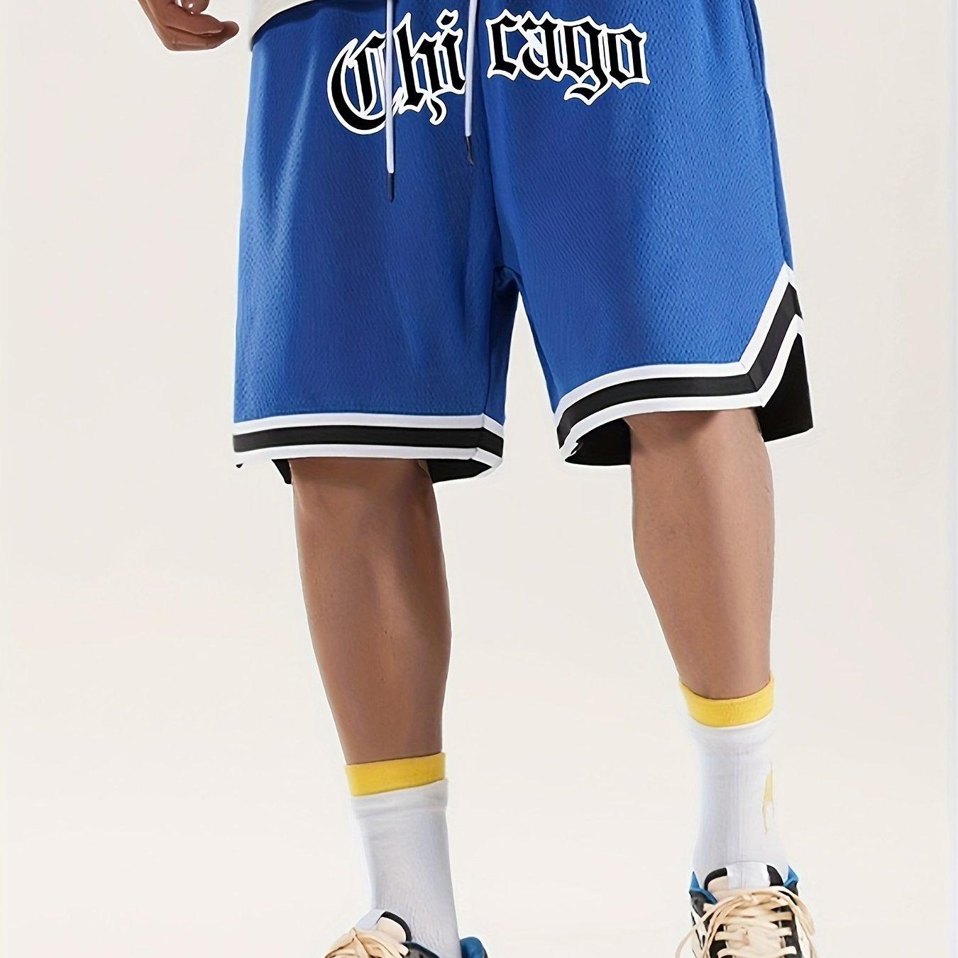 Short de sport pour homme - Short de sport à cordon de serrage imprimé Chicago