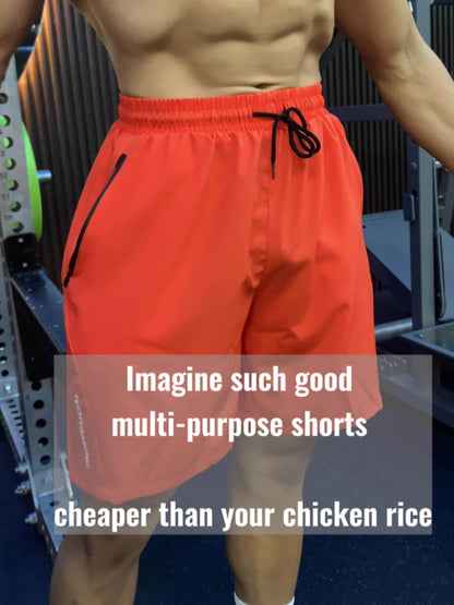 Short de sport performant pour homme - Short de gym stretch à séchage rapide avec poches zippées