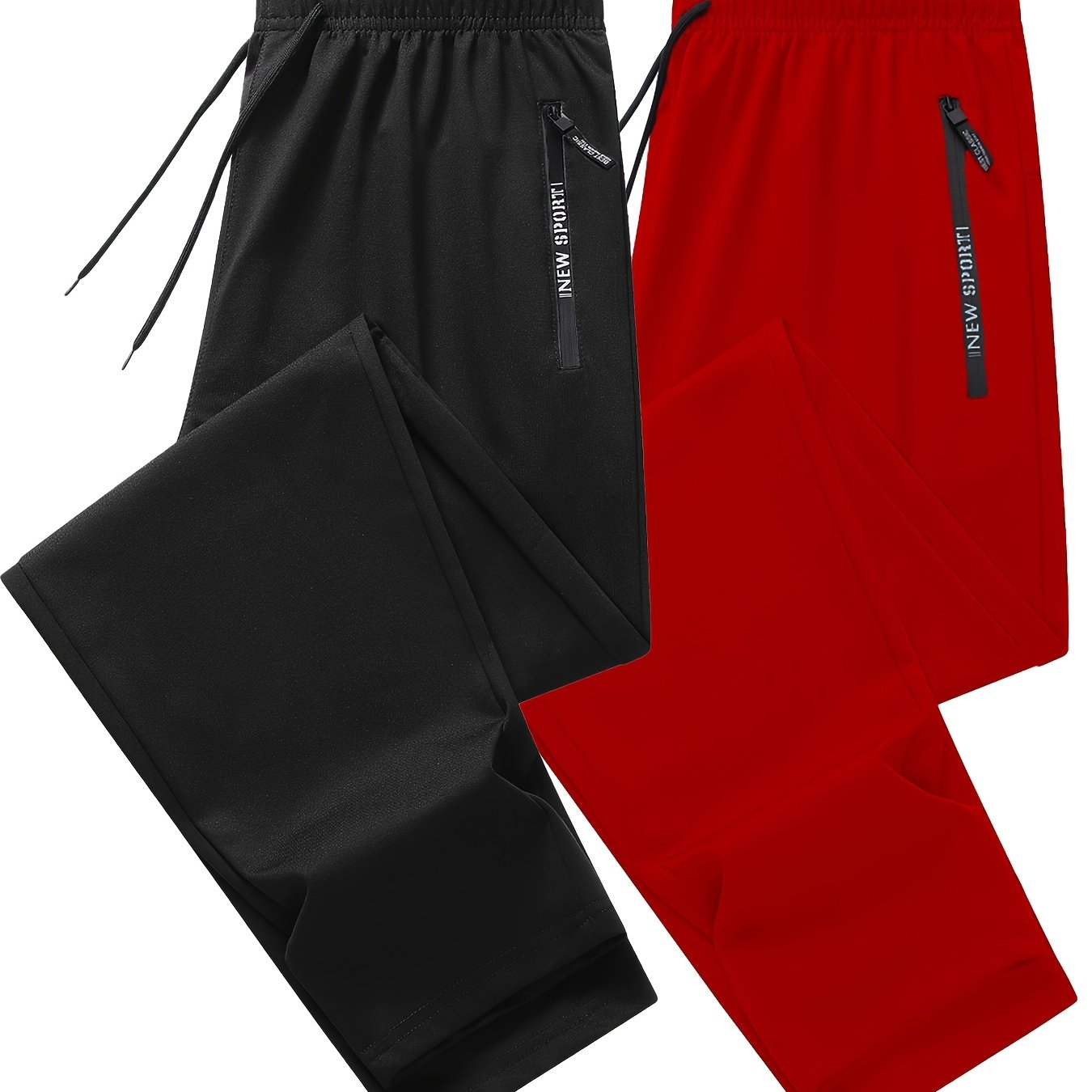 Pantalon de jogging de sport pour homme - Lot de 2 pantalons de survêtement avec poches zippées