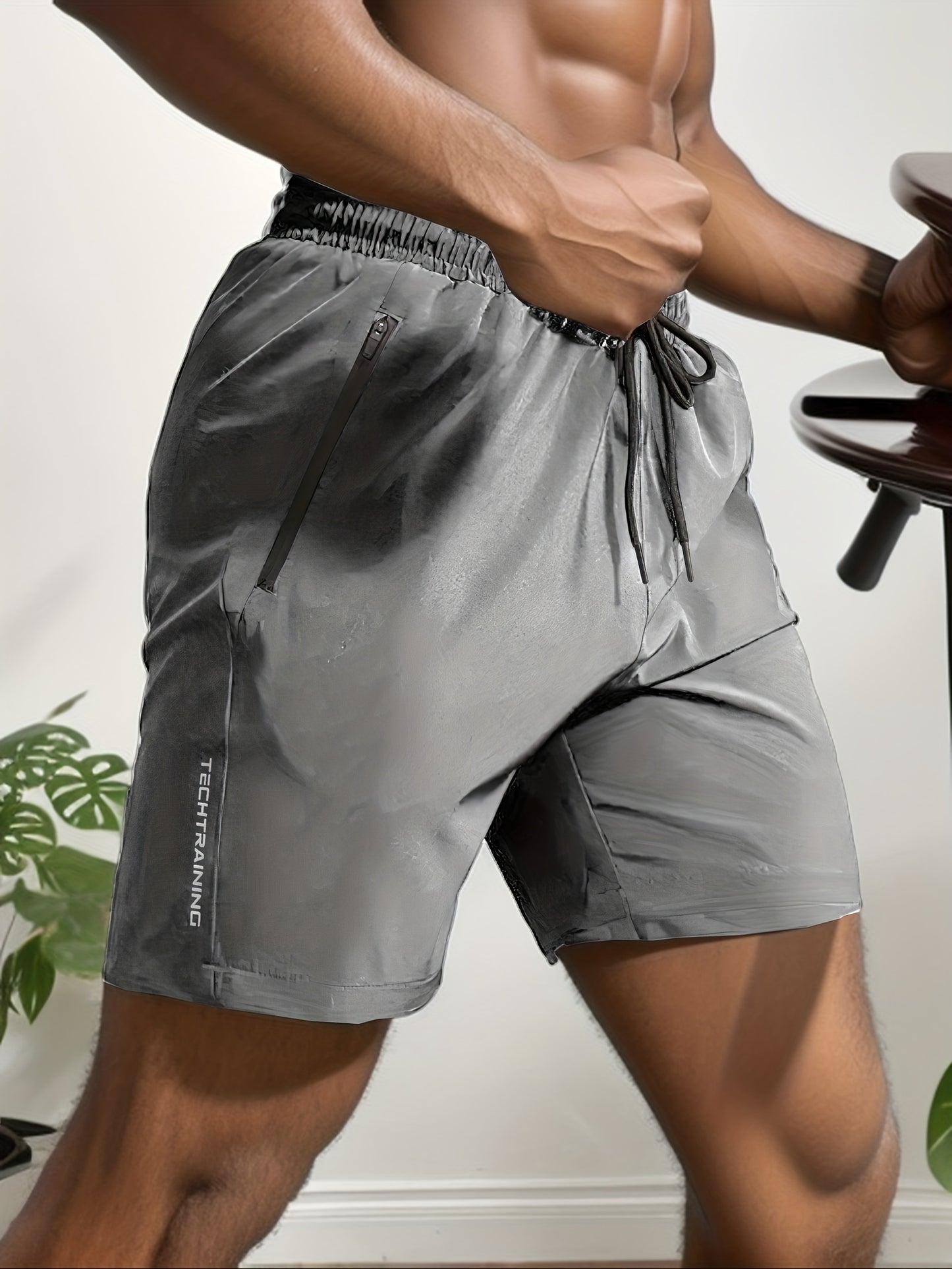 Short de sport performant pour homme - Short de gym stretch à séchage rapide avec poches zippées