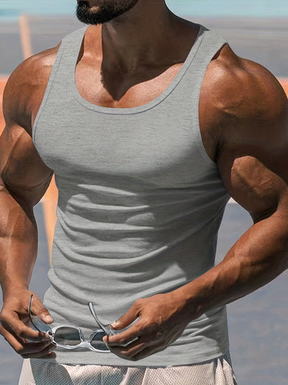 Muskelbetontes Tanktop für Herren – Schnelltrocknendes Bodybuilding-Fitnessshirt