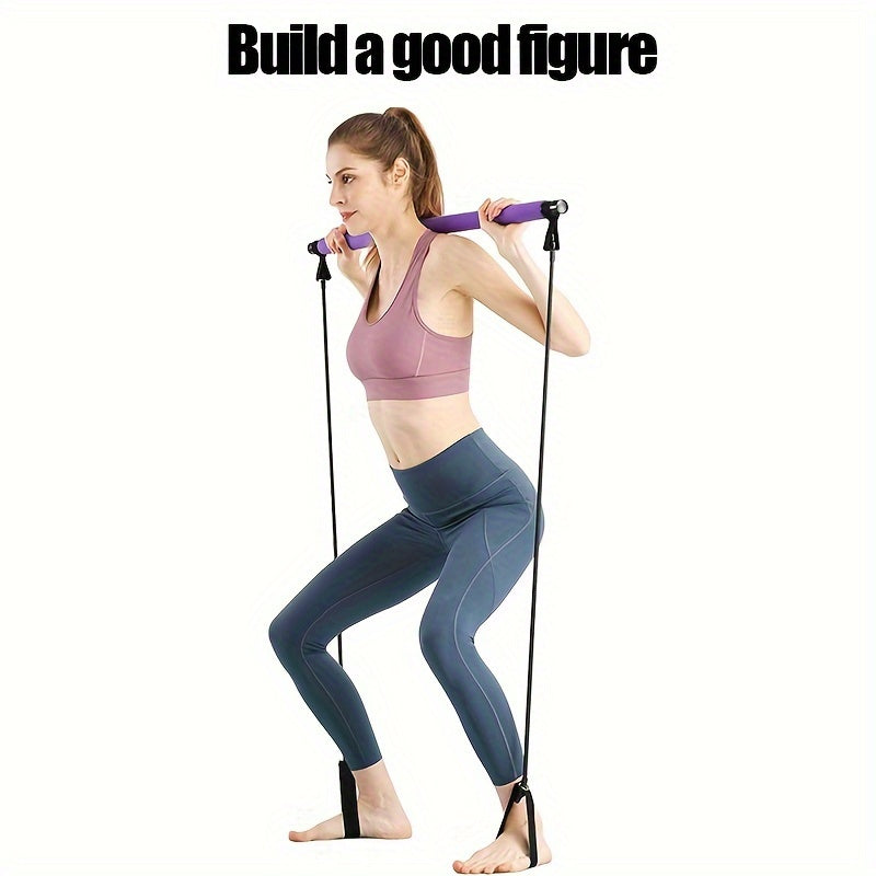 Pilates-Stange mit Widerstandsbändern – Tragbares Heimfitnessgerät