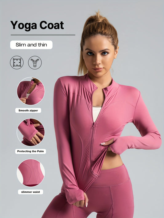 Veste de yoga performante pour femme - Vêtements de sport à fermeture éclair intégrale