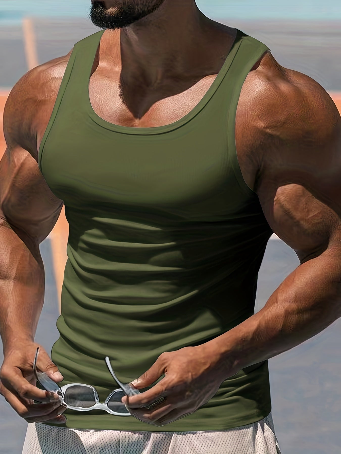 Muskelbetontes Tanktop für Herren – Schnelltrocknendes Bodybuilding-Fitnessshirt