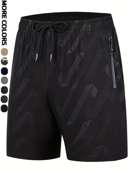 Men's Camo Athletic Shorts - Quick-Dry with Zippered Pockets