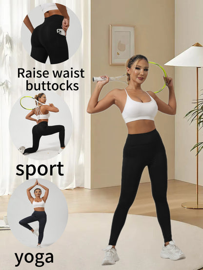 5er-Pack Yoga-Hosen für Damen mit hohem Bund – Leggings mit Bauchkontrolle und Taschen