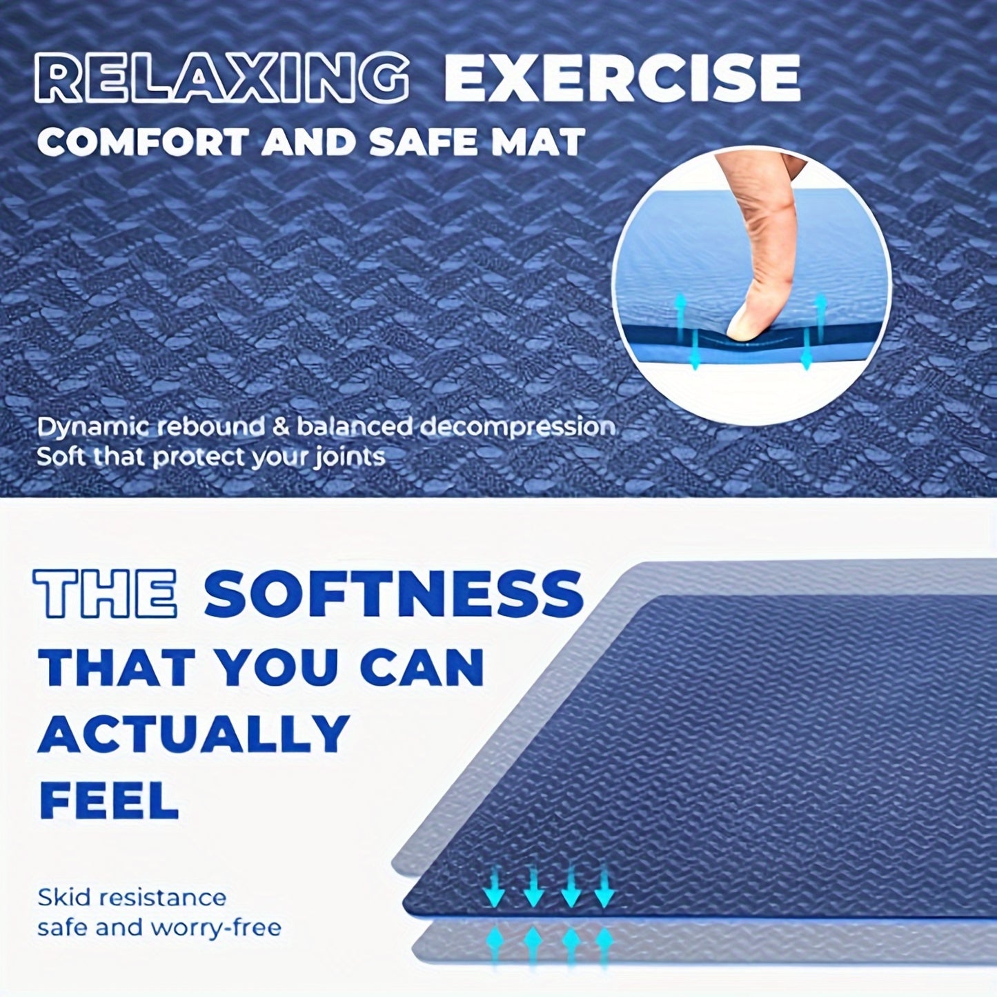 TPE Yoga Mat - Non-Slip Eco-Friendly Exercise Mat with Superior Rebound