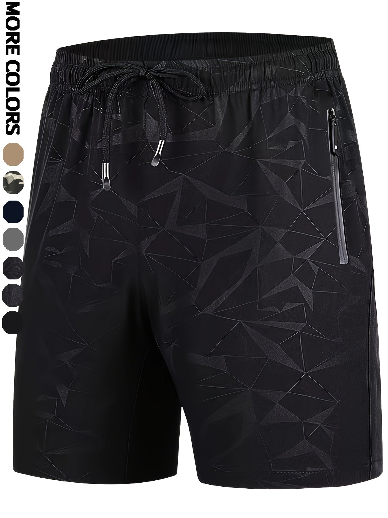 Men's Camo Athletic Shorts - Quick-Dry with Zippered Pockets