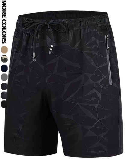 Men's Camo Athletic Shorts - Quick-Dry with Zippered Pockets