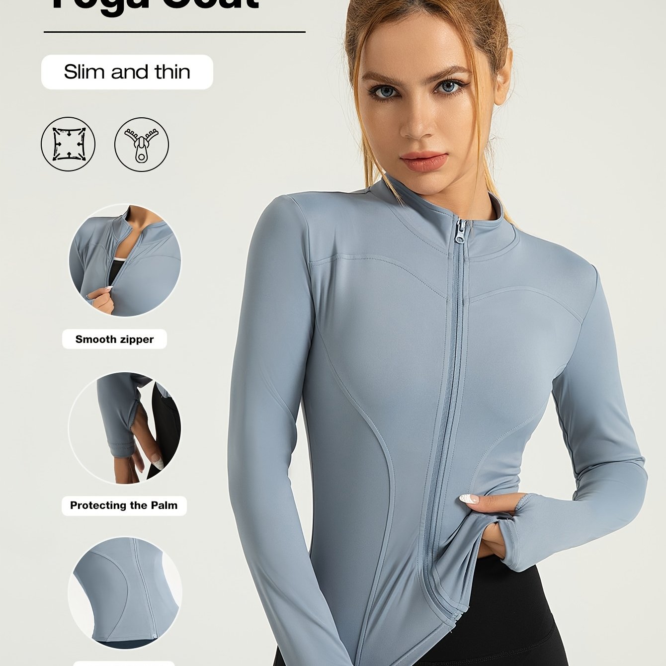 Veste de yoga performante pour femme - Vêtements de sport à fermeture éclair intégrale