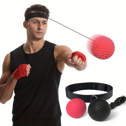 Ensemble de balles réflexes de boxe - Bandeau ajustable avec bandes pour les mains