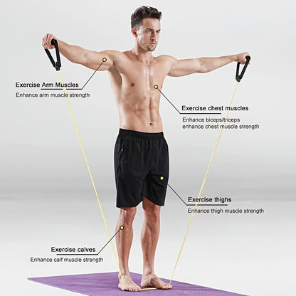 Pilates Resistance Rope with Handles - Yoga Fitness Training Band