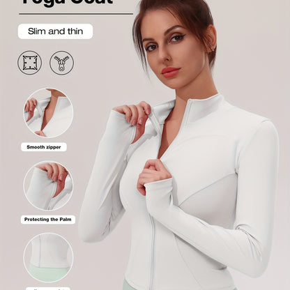 Veste de yoga performante pour femme - Vêtements de sport à fermeture éclair intégrale