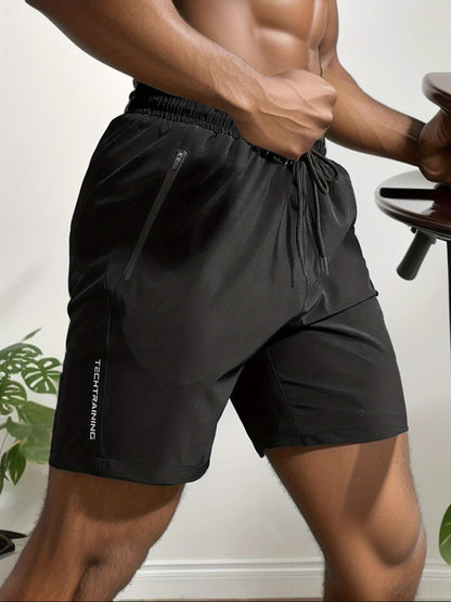 Short de sport performant pour homme - Short de gym stretch à séchage rapide avec poches zippées