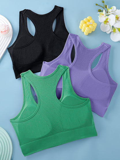 Lot de 3 soutiens-gorge de sport pour femmes - Débardeurs de yoga et de fitness respirants